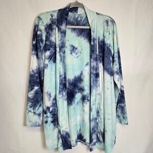 Carole Christian Tie-Dye Open Front Cardigan W/ Pockets, Women's Size Medium